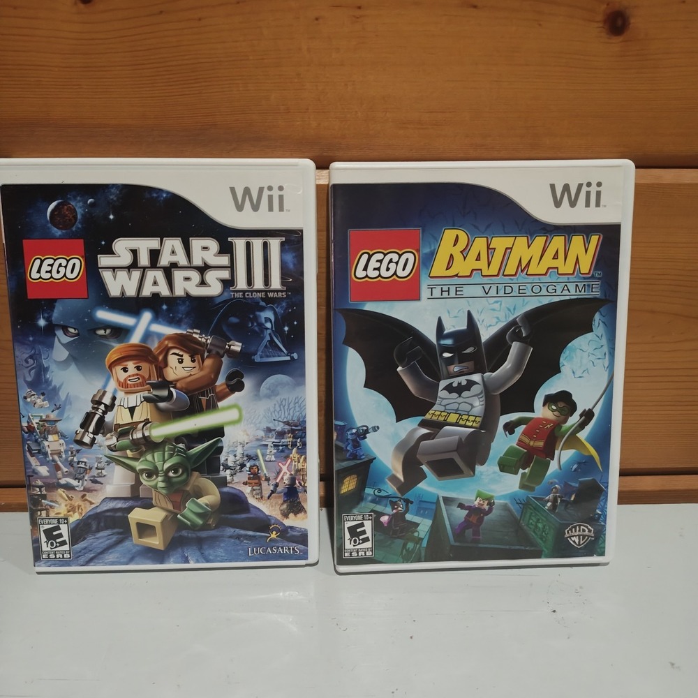 2 Lego Wii Games Batman and Star Wars 3 with Cases and Manuals Untested